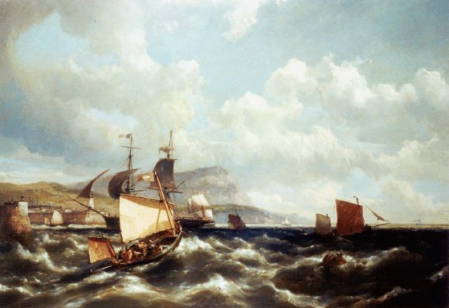 Hermanus Koekkoek jr. | Segelschiffe vor der englischen Küste, Öl auf Leinwand, 60,9 x 91,5 cm, Unterzeichnet r.u.