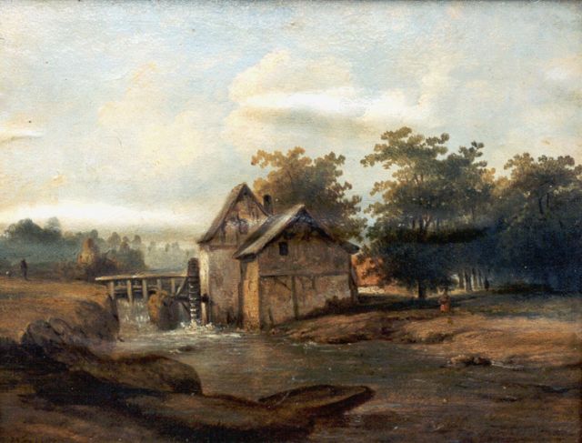 Jan Bedijs Tom | Drainage mill, Öl auf Leinwand, 34,9 x 45,1 cm, signed l.l. und dated 1857