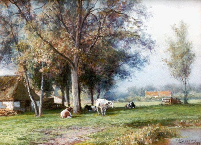 Piet Schipperus | Cattle in a landscape, Aquarell auf Papier, 42,5 x 58,0 cm, signed l.r. und dated 1919