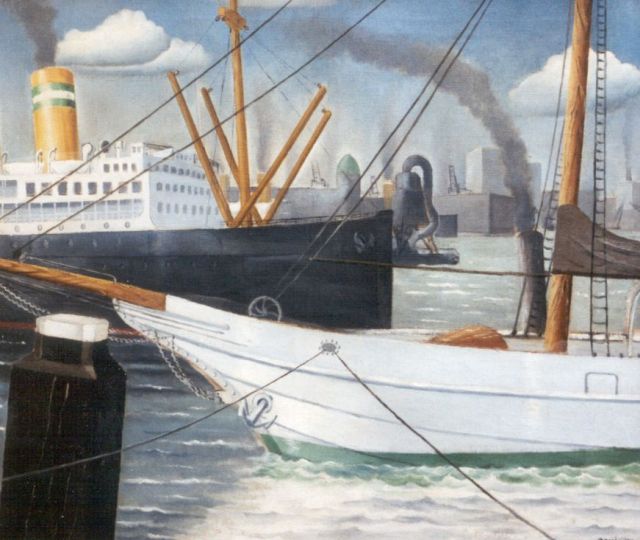 Bosma W.  | Moored shipping, Rotterdam, Öl auf Leinwand 60,0 x 70,0 cm, signed l.r. und dated 1931
