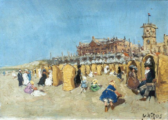 Jacques Witjens | Children playing on the beach, Öl auf Leinwand, 25,0 x 35,2 cm, signed l.r.