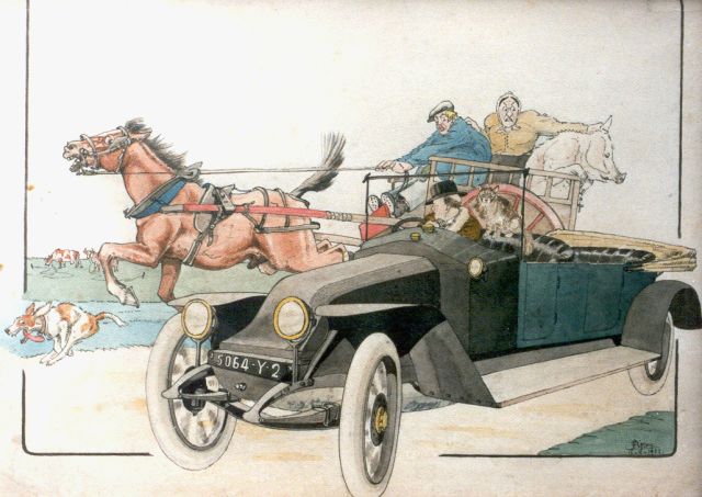 Pigeon (mogelijk Maurice Pigeon) | Motorcar, Aquarell auf Papier, 43,0 x 59,5 cm, signed l.r. und executed on 18-4-1922