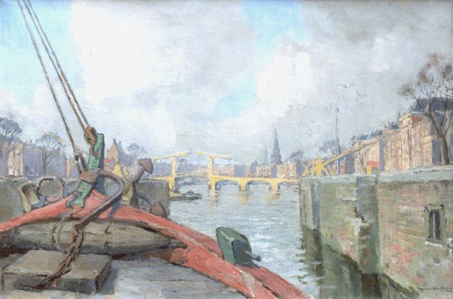 Gerrit van Duffelen | View of the 'Magere Brug', Amsterdam, Öl auf Leinwand, 40,8 x 60,5 cm, signed l.r. und painted circa 1946