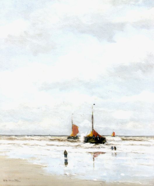 Munthe G.A.L.  | 'Bomschuiten' in the surf, Öl auf Leinwand 76,2 x 63,5 cm, signed l.l.