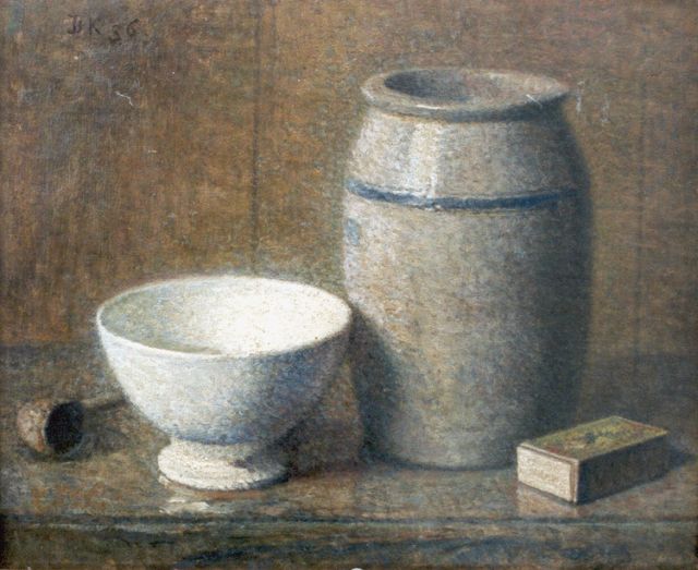 Douwe Komter | A still life with a jar and a Cologne pot, Öl auf Malereifaser, 27,0 x 32,4 cm, signed u.l. with initials und dated '36