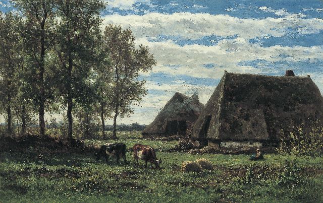 Willem Roelofs | Farmstead in summer, Drenthe, Öl auf Leinwand, 45,4 x 71,2 cm, signed l.r.