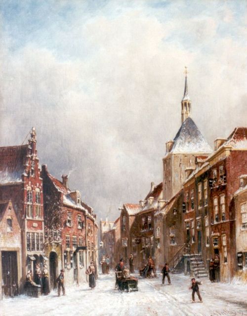 Petrus Gerardus Vertin | A town in winter, Öl auf Leinwand, 45,0 x 34,9 cm, signed l.r. und dated '89