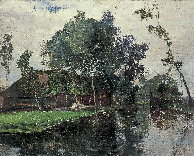 Constan Gabriel | A farm along a stream, Giethoorn, Öl auf Leinwand auf Holz, 43,3 x 53,5 cm, signed l.r.