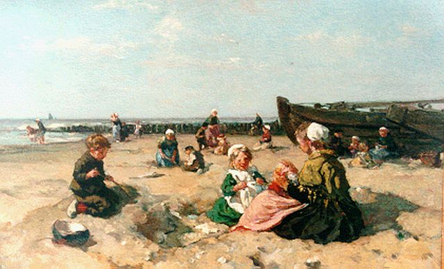 Johannes Evert Akkeringa | Children playing at the beach, Öl auf Leinwand, 53,0 x 80,0 cm, signed l.l.