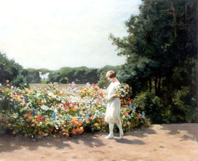 Willem Steelink jr. | Gathering flowers at the Heikamp, Wezep, Öl auf Leinwand, 60,4 x 73,4 cm, signed u.r. und dated '27