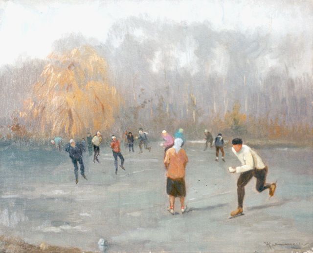 Johan Hendrik Kaemmerer | Ice sport, Öl auf Leinwand, 24,2 x 30,3 cm, signed l.r.