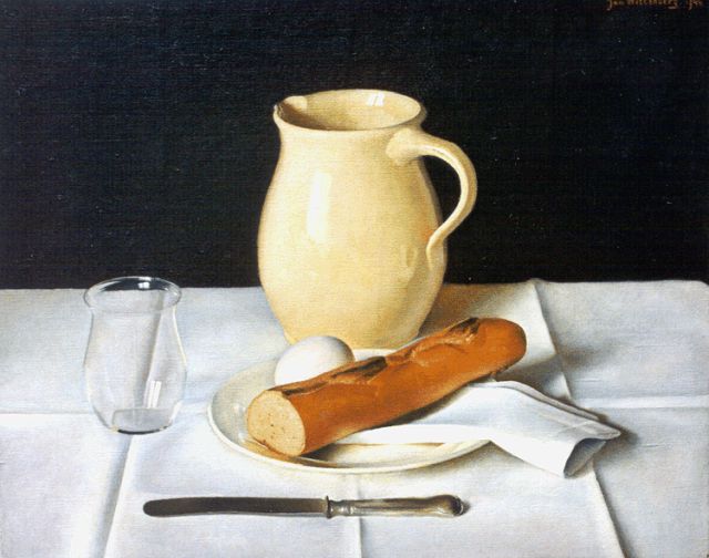 Wittenberg J.H.W.  | A still life with bread, Öl auf Leinwand 40,1 x 50,3 cm, signed u.r. und dated 1944