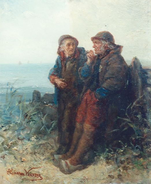 Elchanon Verveer | The conversation, Öl auf Holz, 18,5 x 14,8 cm, signed l.l.
