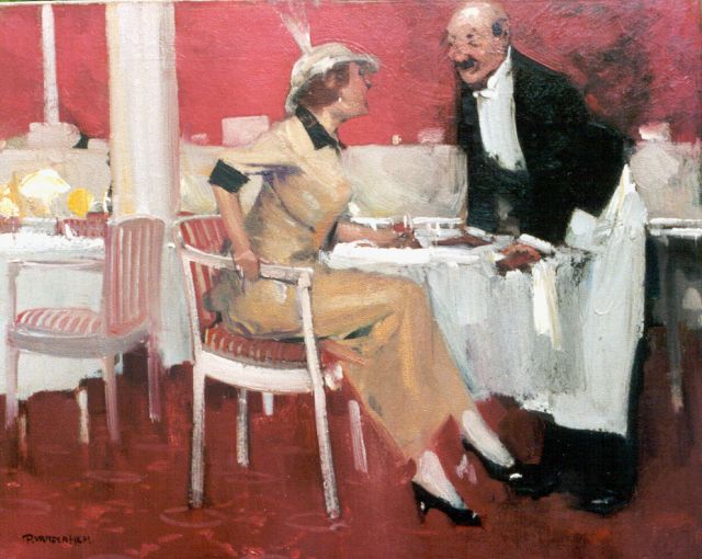 Piet van der Hem | The restaurant, Öl auf Leinwand, 47,3 x 58,6 cm, signed l.l.