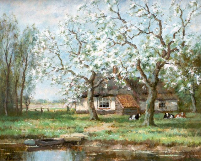 Cor Bouter | A flowering orchard, Öl auf Leinwand, 41,0 x 51,2 cm, signed l.l.  'W. Hendriks'