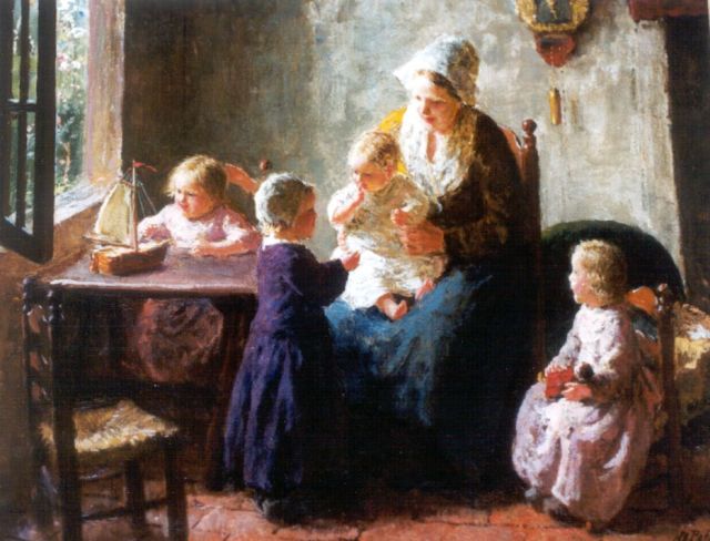 Bernard Pothast | A happy family, Öl auf Leinwand, 32,2 x 40,3 cm, signed l.r.