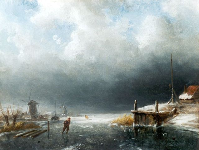 Charles Leickert | An upcoming storm, Öl auf Holz, 13,6 x 18,0 cm, signed l.r.