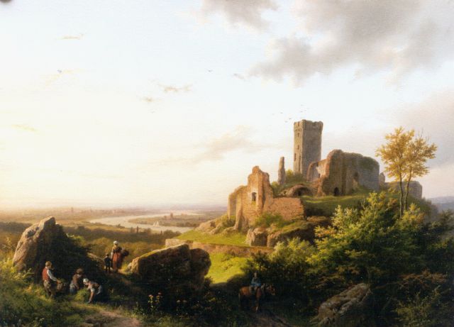 Barend Cornelis Koekkoek | Rheinland Landschaft, Öl auf Tafel, 30,0 x 40,5 cm, Unterzeichnet M.l. und datiert 1854