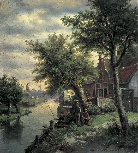 Lion Schulman | View of the Gooise Vaart, Hilversum, Öl auf Leinwand, 67,5 x 60,0 cm, signed l.r. und dated 1880