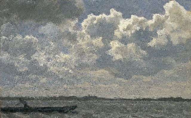 Tholen W.B.  | Stormy weather, The Zuiderzee, Öl auf Leinwand auf Holz 24,6 x 39,0 cm, signed l.l.