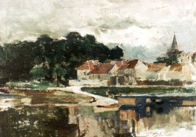 David Oyens | A town view, France, Öl auf Leinwand auf Holz, 28,4 x 37,6 cm, signed l.r. with initials