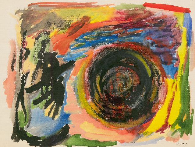 Mesengier P.  | Komposition, Gouache auf Papier 53,0 x 70,0 cm, Unterzeichnet r.u. und datiert 1956