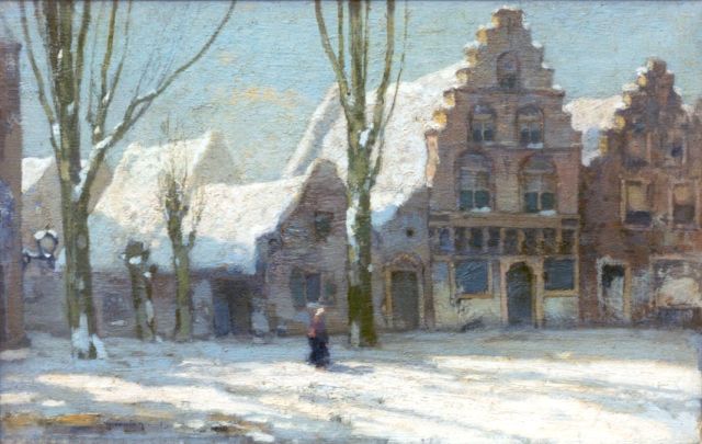 Ype Wenning | A snow-covered town, Franeker, Öl auf Leinwand, 23,2 x 35,9 cm, signed l.l. und dated '15