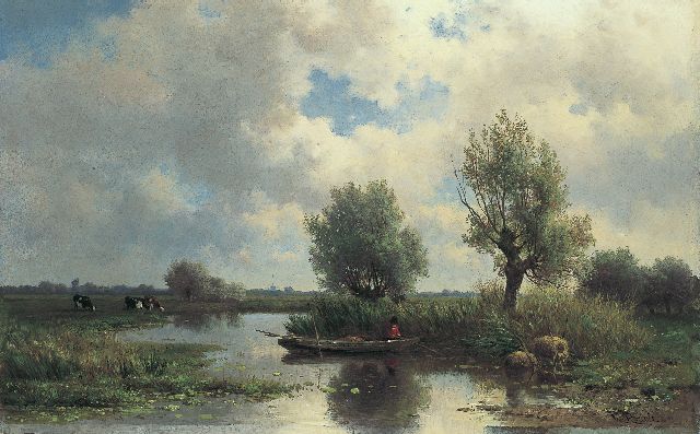Willem Roelofs | A Dutch polder landscape, Öl auf Leinwand, 44,6 x 69,5 cm, signed l.r.