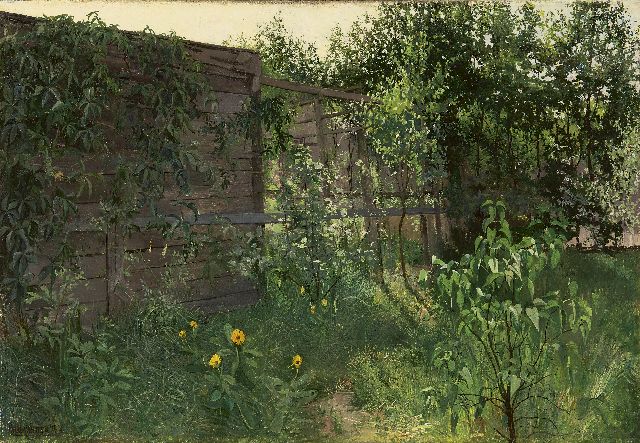 Paul van der Ven | In einer kleinen Gartenecke, Öl auf Leinwand, 45,3 x 65,3 cm, Unterzeichnet l.u.
