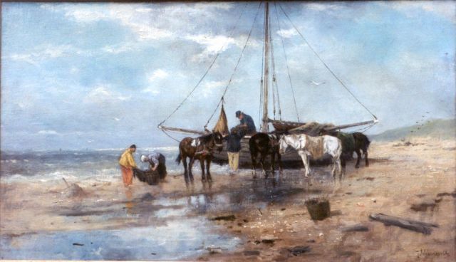 Johan Frederik Cornelis Scherrewitz | Unloading the catch, Öl auf Leinwand, 46,8 x 67,5 cm, signed l.r.