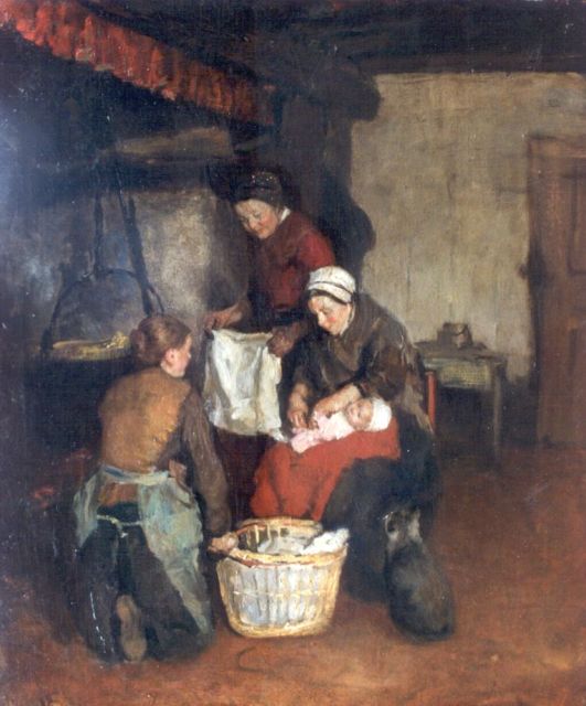 Albert Neuhuys | Affectionate mother, Öl auf Leinwand, 62,0 x 50,0 cm, signed l.l.