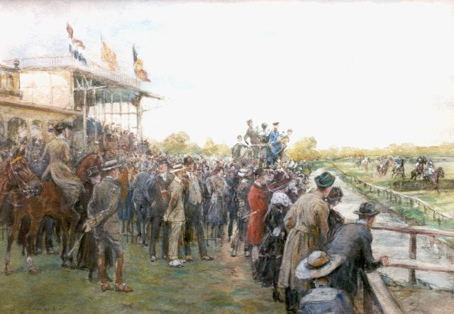 Jan Hoynck van Papendrecht | Horseraces, Duindigt, Aquarell auf Papier, 43,3 x 60,0 cm, signed l.l.