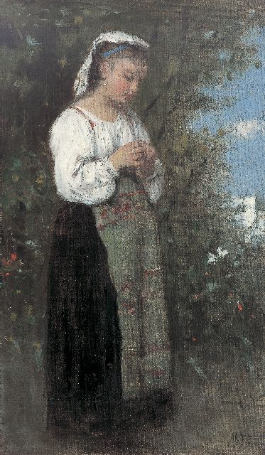 David Artz | Italienne, Öl auf Leinwand, 27,1 x 16,1 cm, signed l.r.