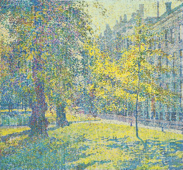Hessel de Boer | The Lange Voorhout, The Hague in spring, Öl auf Leinwand, 46,1 x 50,2 cm, signed l.l.