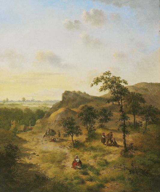 Verheijen J.H.  | Wood gatherers and countrymen on a wooded hill, Öl auf Holz 61,5 x 50,9 cm, signed l.l.