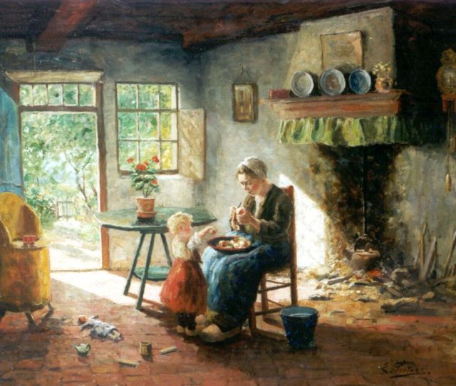 Pieters E.  | Mother's little helper, Öl auf Leinwand 79,0 x 91,7 cm, signed l.r.