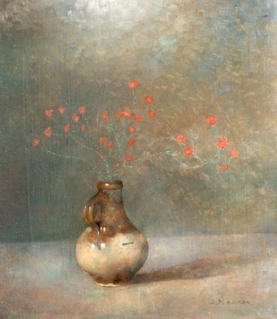 Mankes J.  | A jar with bottle heath, Öl auf Leinwand 40,5 x 36,5 cm, signed l.r. und dated 1911