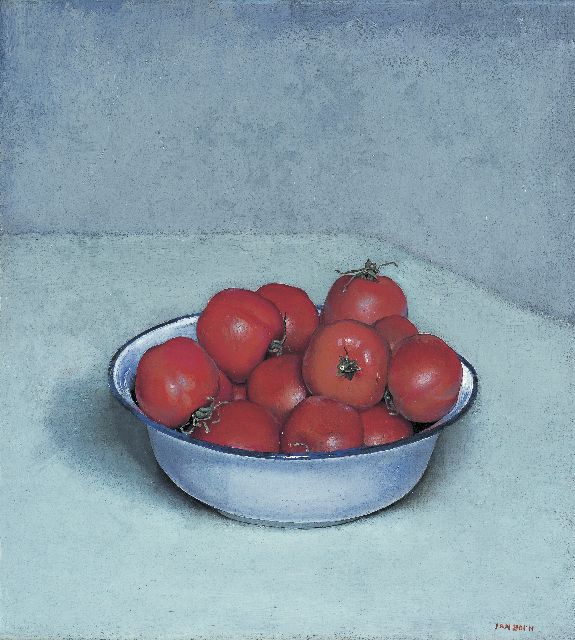 Jan Boon | Tomatoes in a enamel bowl, Öl auf Leinwand, 41,1 x 37,3 cm, signed l.r.