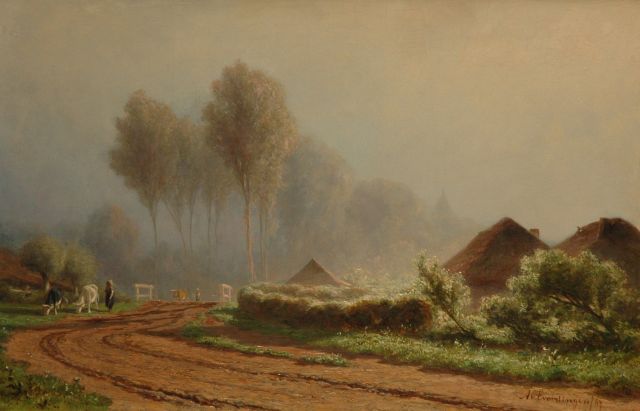 Adrianus van Everdingen | A sand path near a farm, Öl auf Holz, 33,0 x 50,7 cm, signed l.r. und dated '67