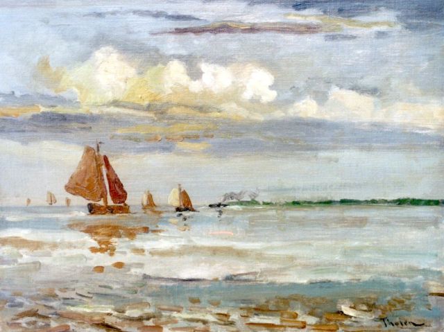 Willem Bastiaan Tholen | Shipping in a calm, Öl auf Malereifaser, 31,0 x 40,8 cm, signed l.r.