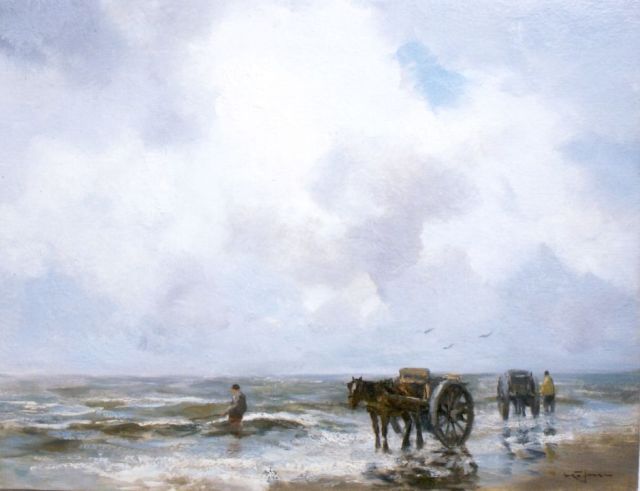 Willem George Frederik Jansen | A shell-gatherer in the surf, Öl auf Leinwand, 50,1 x 65,5 cm, signed l.r.
