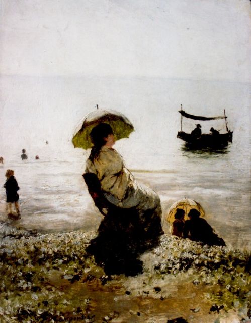 Evariste Carpentier | The beach of Tréport, Öl auf Holz, 24,2 x 18,6 cm, signed l.l. und dated '81