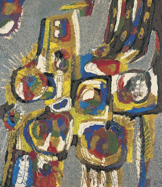 Gust Romijn | Composition, Öl auf Leinwand, 80,0 x 70,0 cm, signed l.r. with initials und dated '56