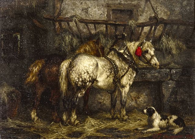 Willem Johan Boogaard | Im Stall, Öl auf Holz, 19,7 x 27,0 cm, Unterzeichnet r.u. und datiert 1878