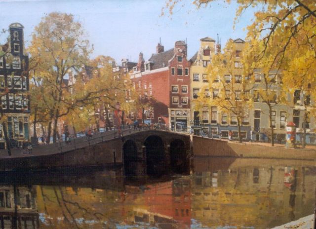 Leendert van der Vlist | Prinsengracht, Amsterdam, Öl auf Leinwand, 65,1 x 91,2 cm, signed l.r.