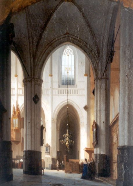Jan Jakob Schenkel | Interior of the Nieuwe Kerk, Amsterdam, Öl auf Holz, 48,0 x 36,0 cm, signed l.r.