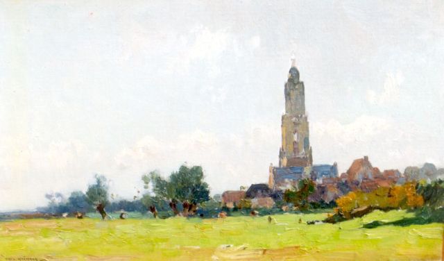 Aris Knikker | A view of Rhenen, Öl auf Leinwand auf Holz, 28,2 x 46,1 cm, signed l.l.