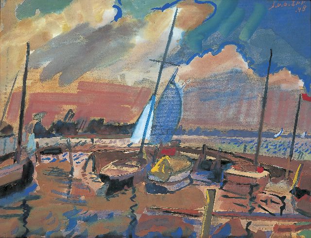 Zee J. van der | The Paterwolde lake, Gouache auf Papier 51,0 x 65,0 cm, signed u.r. und dated '48