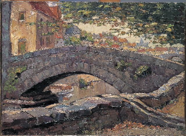 Joseph Raphael | The bridge over the Mee in Bruges, Öl auf Leinwand, 24,5 x 33,5 cm, signed traces of signature; verso in full und dated 1932 on the reverse