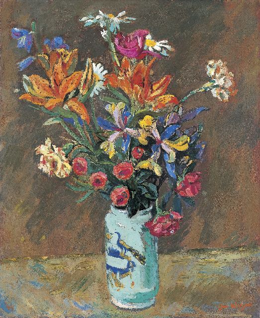 Jan Wiegers | A bunch of wildflowers, Öl auf Leinwand, 61,3 x 50,6 cm, signed l.r. und dated '44